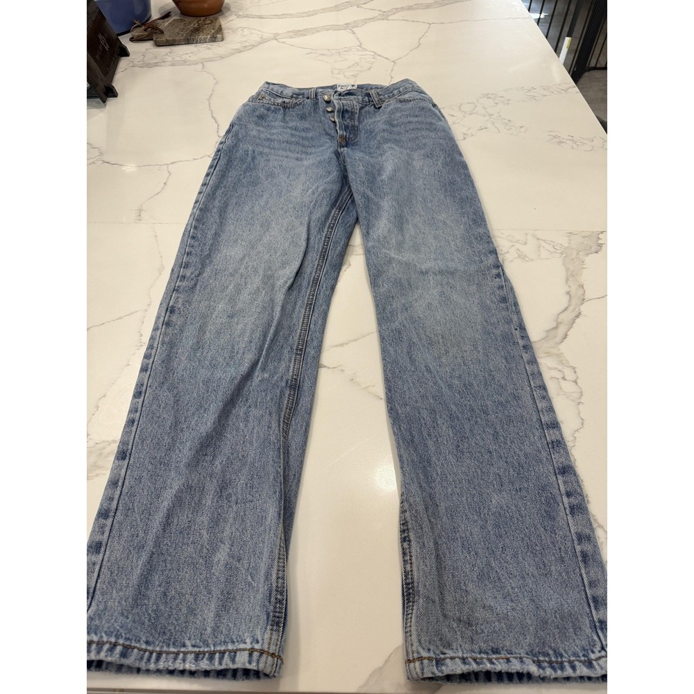 Princess Polly Jeans Womens 4 Blue Straight Leg Relaxed Light Wash 100% Cotton